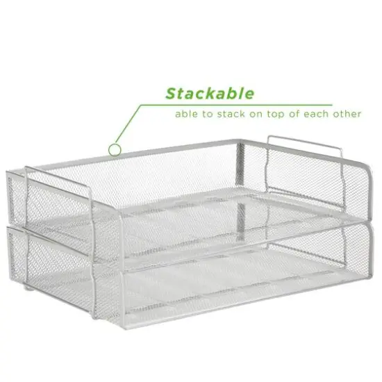 Mind Reader Stackable Metal Mesh Tray & Desk Document Organizer Set Silver {6}