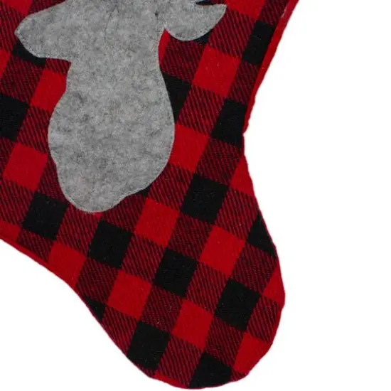 20.5" Alpine Chic Shepherd's Check Reindeer Stocking {5}