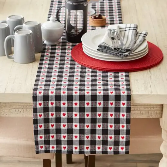 DII&reg; 72" Hearts Dobby Check Table Runner {4}