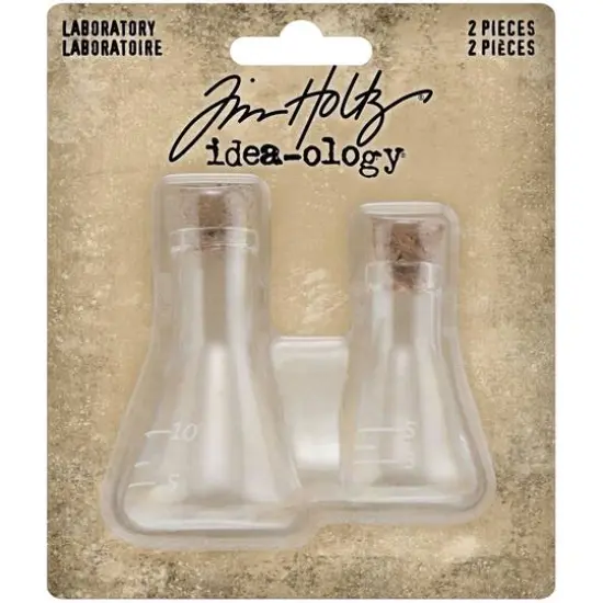 Idea-Ology Small Corked Glass Flasks 2/Pkg-Laboratory 2" To 2.375" {1}