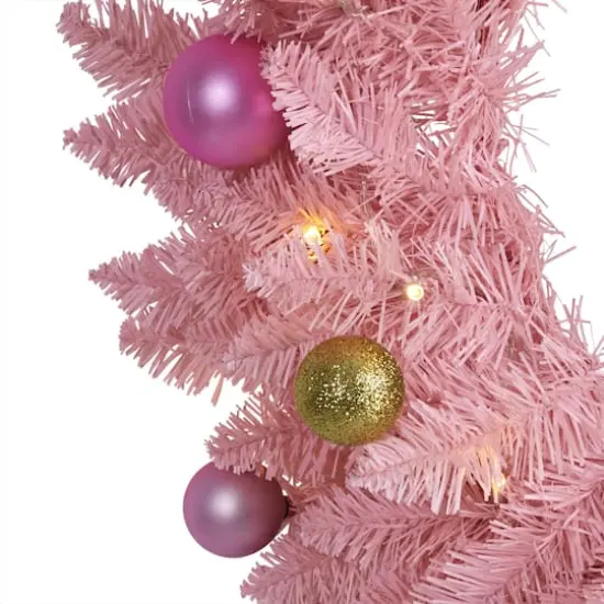 24" LED Pink Artificial Christmas Wreath with Ornaments {3}