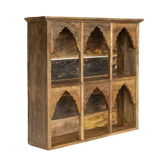 Hello Honey&reg; 20" Carved Natural Mango Wood Shelf {7}