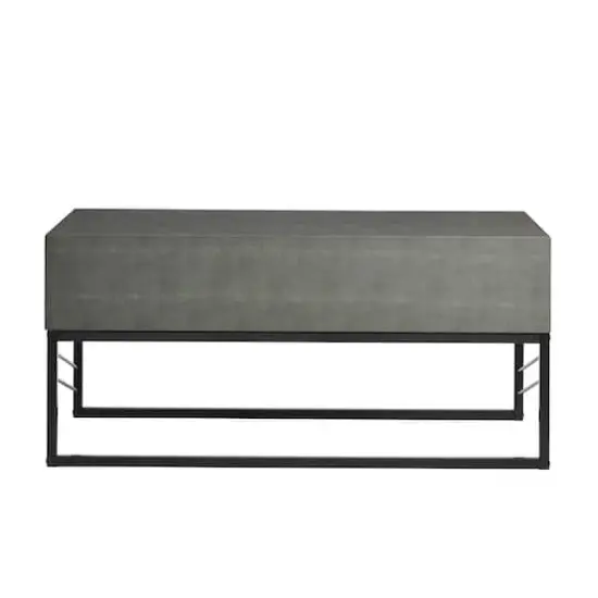Gray 2-Drawer Faux Shagreen Coffee Table {4}
