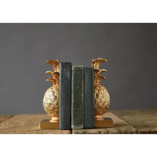 Hello Honey&reg; 9" Pineapple Shaped Gold Bookend Set {3}