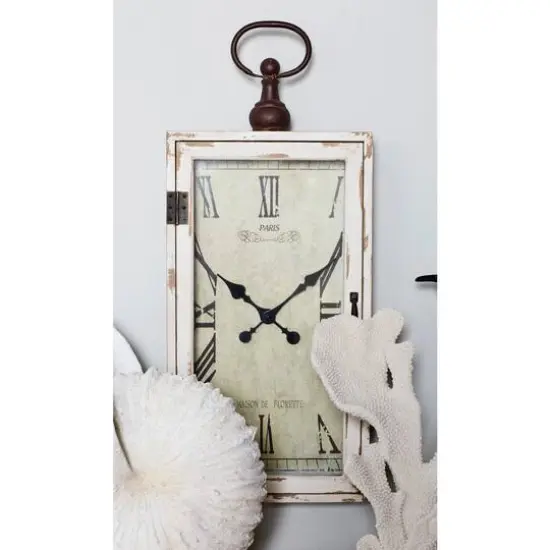 28" White Vintage Wood Wall Clock {8}
