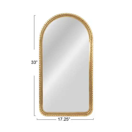 Hello Honey&reg; 33" Gold Decorative Arched Metal Wall Mirror {4}