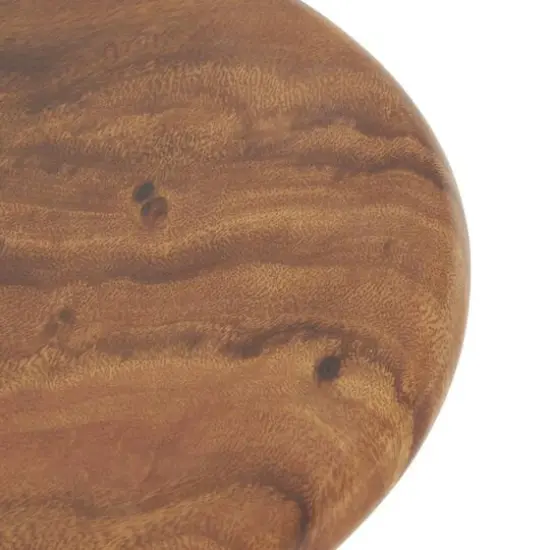 15.75" Brown Wood Handmade Accent Table with Rounded Block Base {6}