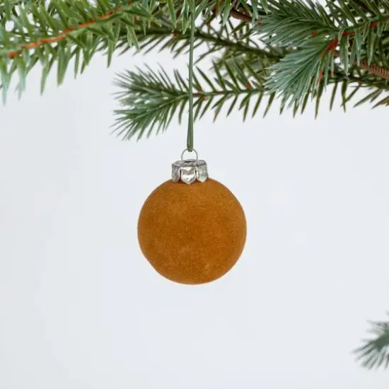Hello Honey® 2" Brown Round Flocked Plastic Ball Ornament Set {6}
