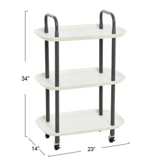 Hello Honey® Main + Mesa™ 3-Tier Modern Plastic and Metal Trolley White and Dark Gray {9}
