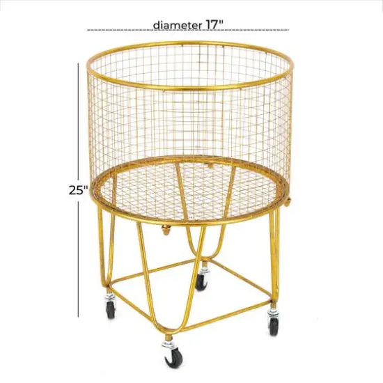 24" Gold Iron Glam Storage Cart {8}
