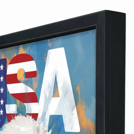 16" x 16" Patriotic Bald Eagle Framed Print Black Frame {4}