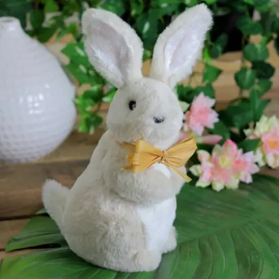 11" Beige Plush Standing Easter Bunny Boy Figure {4}
