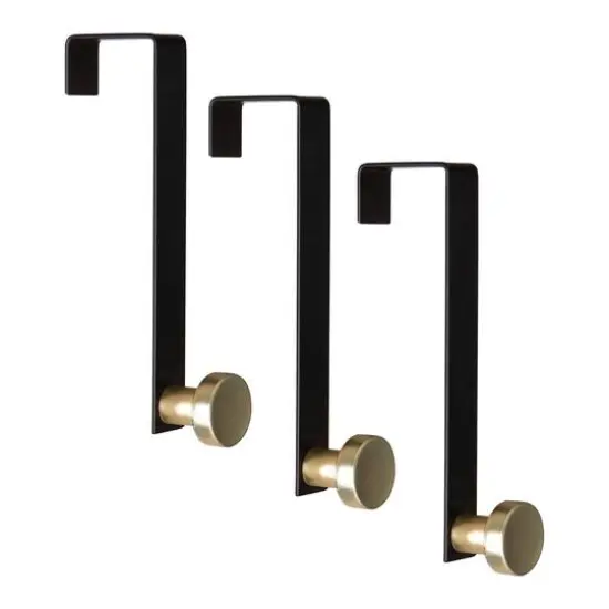 Elle D&eacute;cor Black 3 Pack Single Over the Door Hooks {1}