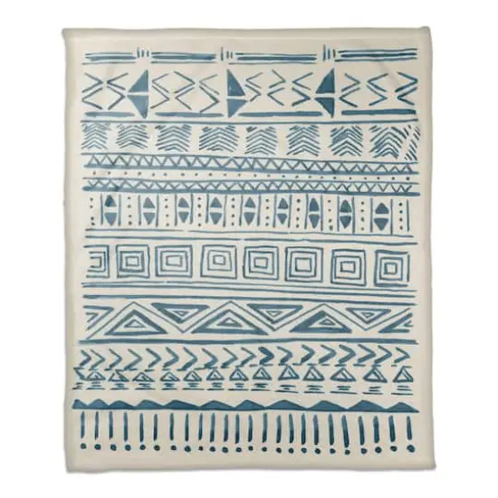 Blue Aztec 50" x 60" Coral Fleece Blanket {1}