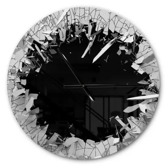 Designart Broken Wall 3D Abstract Design Modern Wall Clock {1}