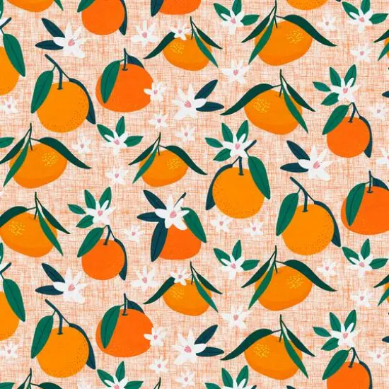 Madcap Cottage Prints Charming Orange Blooms Cotton Fabric {1}