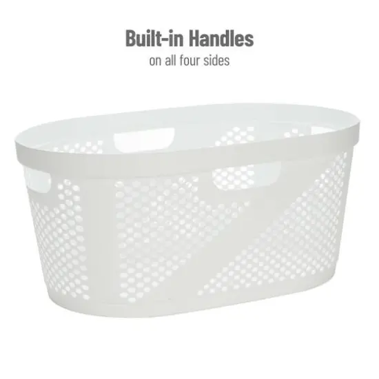 Mind Reader 40L Ventilated Laundry Basket with Cut Out Handles, 2ct. White {7}