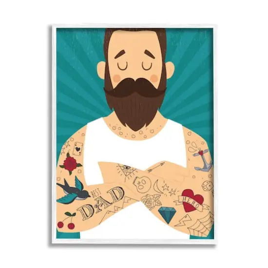 Stupell Industries Best Dad Father's Day Tattoos Framed Giclee Art White {1}