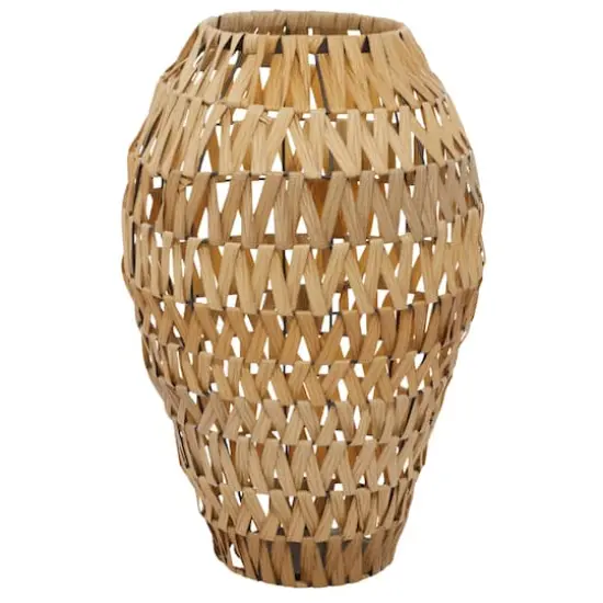 Brown Plastic Rattan Handmade Woven Vase 15" x 15" x 22" {3}