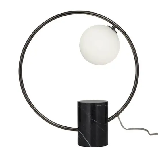 17.5" Marble Contemporary Abstract Accent Lamp Black {10}