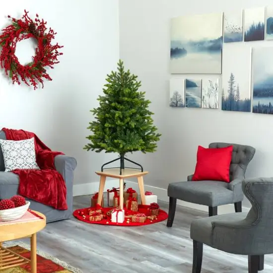 4ft. Pre-Lit North Carolina Fir Artificial Christmas Tree, Clear LED Lights {6}