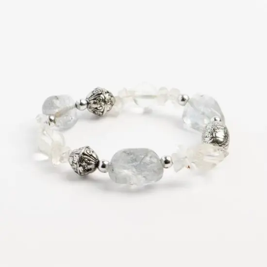 John Bead Crystal Quartz Clear Natural Stone Bracelet {4}