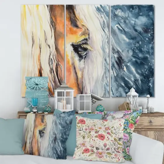 Designart - Close-Up of A Beautiful Horses Eye II - Farmhouse Canvas Wall Art Print {3}