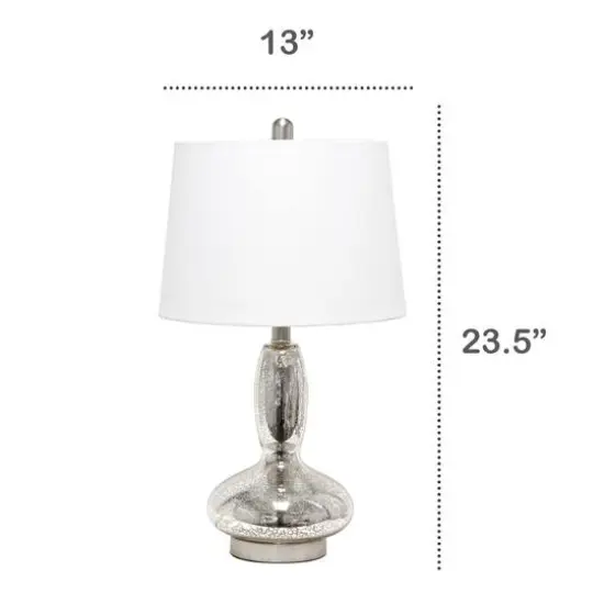 Lalia Home 23.5" Glass Dollop Table Lamp with White Fabric Shade Mercury {4}