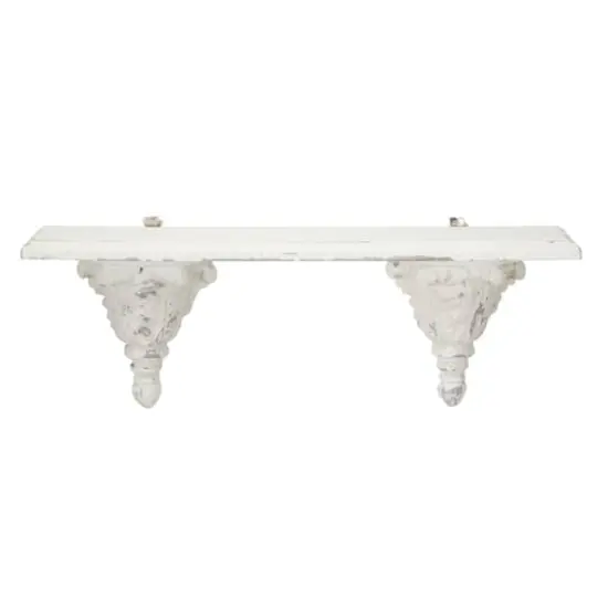 White Wood Vintage Wall Shelf, 11" x 32" x 6" {4}