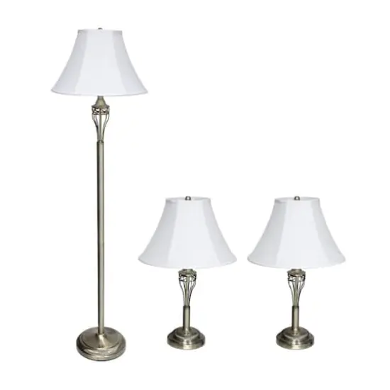 Lalia Home Antique Brass Table and Floor Lamp Set {1}