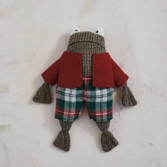 Hello Honey® 12" Decorative Cotton Knit Plush Christmas Frog Toy in Sweater & Shorts {3}