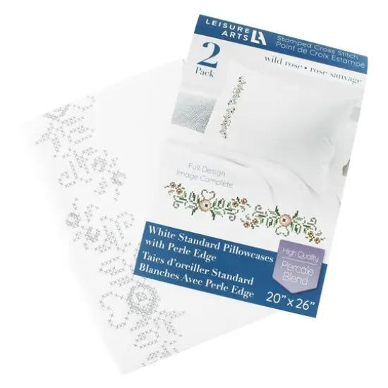 Leisure Arts&reg; Wild Rose Pillowcase Stamped Cross Stitch Kit {4}