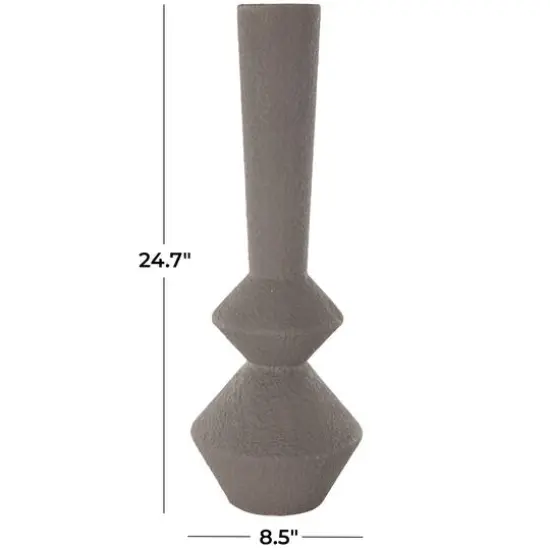 24.75" Dark Gray Metal Art Deco Fluted Decorative Vase {8}