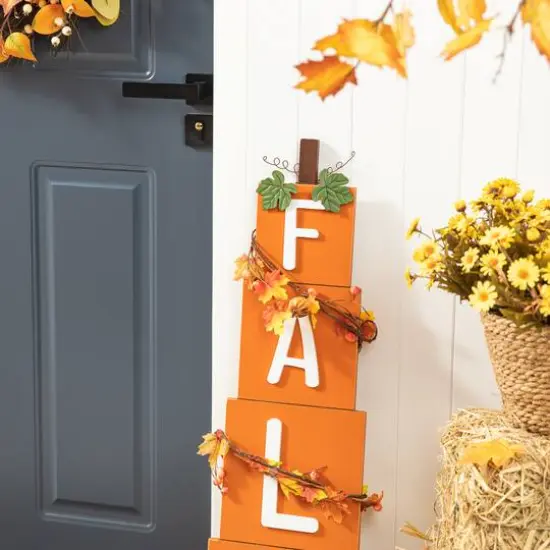 Glitzhome&reg; 3ft. Wood Fall Porch D&eacute;cor {6}