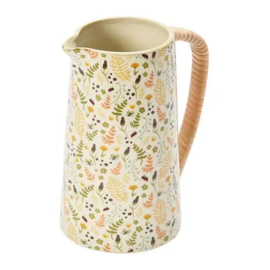 Hello Honey&reg; 6.75" Stoneware Pitcher with Rattan Wrapped Handle {3}
