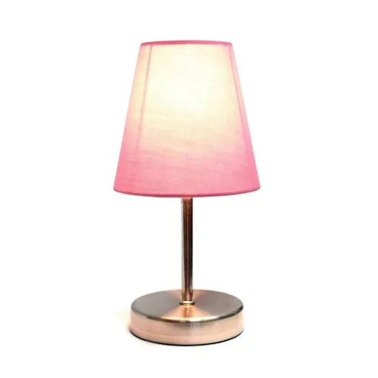 Creekwood Home Nauru 10.5" Sand Nickel Petite Metal Stick Table Lamp Pink {6}
