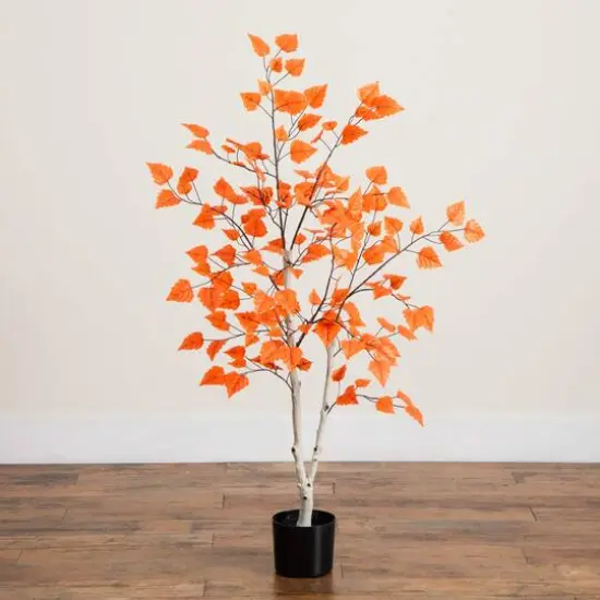 4ft. Autumn Paper Birch Artificial Fall Tree {7}