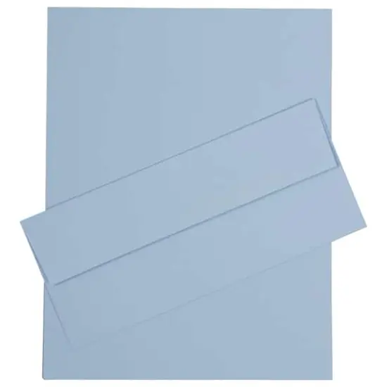 JAM Paper 8" x 11.5" Letter Paper & Envelopes #10 Business Stationery Set, 50ct. Baby Blue {1}