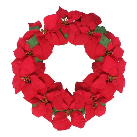 24" Red Poinsettia Flower Wreath {1}