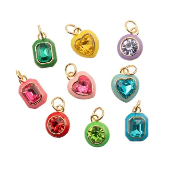 Crystal Lane DIY Gold Enamel Rhinestone Charms, 9ct. {1}