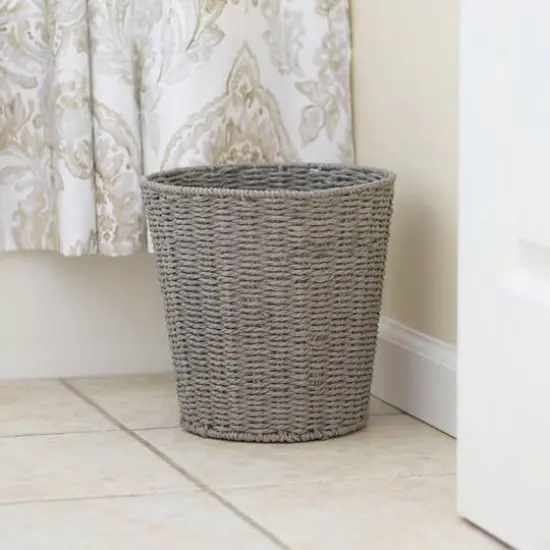 Household Essentials Gray Woven Paper Rope Waste Basket {3}