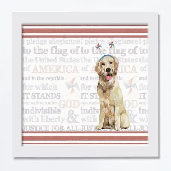 American Dog White Framed Print Under Plexiglass {1}