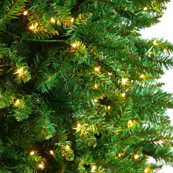 12ft. Pre-Lit Slim Green Mountain Pine Artificial Christmas Tree, Clear LED Lights {5}