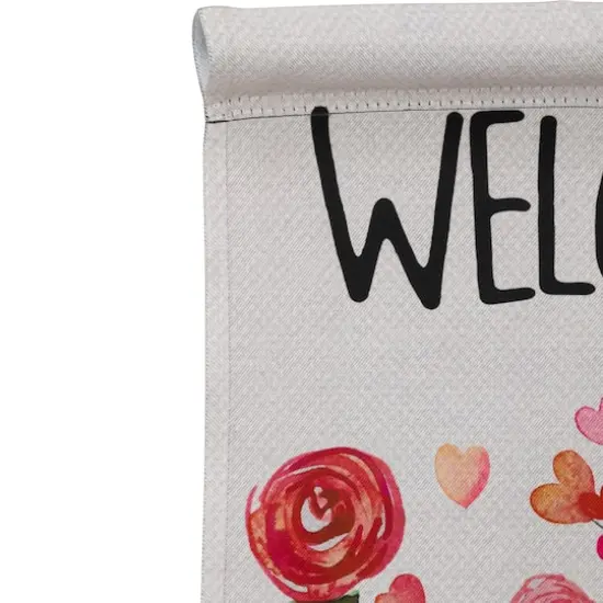 18" Roses & Hearts Floral Welcome Garden Flag {6}