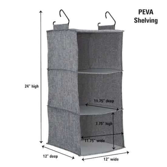 Household Essentials 3 Shelf Hanging Closet Organizer Graphite {4}