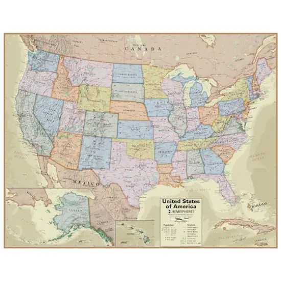 Hemispheres Boardroom Series United States Laminated Wall Map {1}
