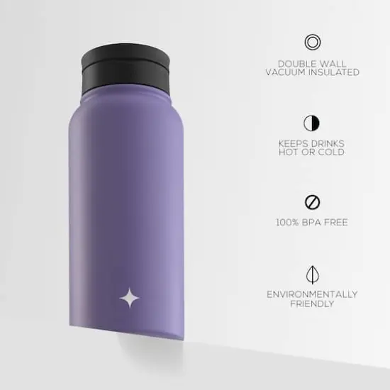 JoyJolt&reg; 32oz. Vacuum Insulated Water Bottle With Flip Lid & Sport Straw Lid Purple {5}