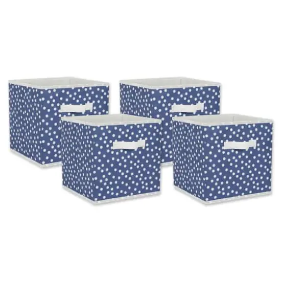 DII&reg; 11" Nonwoven Polyester Small Dots Storage Cubes, 4ct. French Blue/White {1}