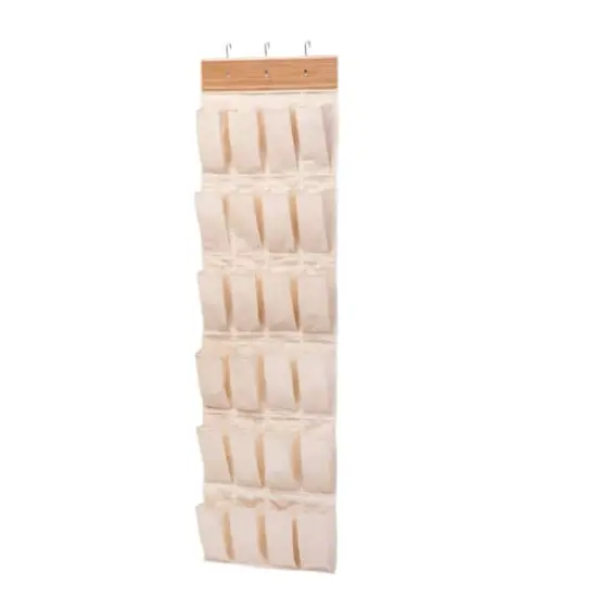 Honey Can Do Bamboo 24-Pocket Over-the-Door Shoe Rack {1}