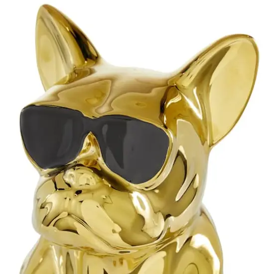 CosmoLiving by Cosmopolitan Gold Ceramic Glam Sculpture, Dog 12" x 6" x 10" {5}